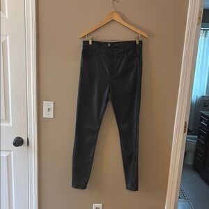 Women's Black Faux Leather Jeans